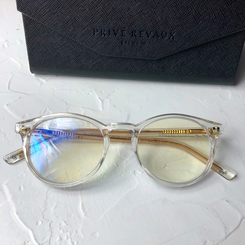 Prive Riveaux The Maestro clear blue light blocking reading glasses +1.50.